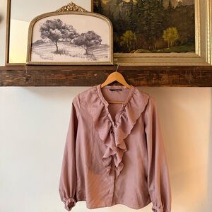 Shop Doen inspo inspired (max brand)Ruffled Blouse in Dusty Pink